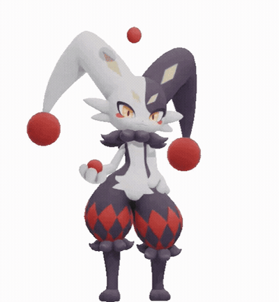 3D Jester Holding Red And Black Balls GIF