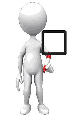 3D Man Holding Red Object In Black Square Sticker