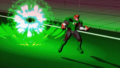 3D Man In Green Superhero Costume GIF
