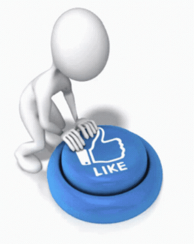 3D Man Kneeling Over Blue Like Button GIF