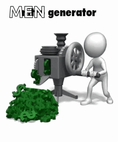 3D Man Pushing Green Money Machine GIF