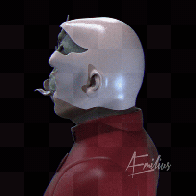 3D Man With Mask Emilius GIF