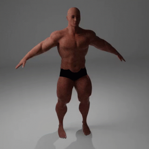 3D Man Without Shirt In Black Underwear GIF