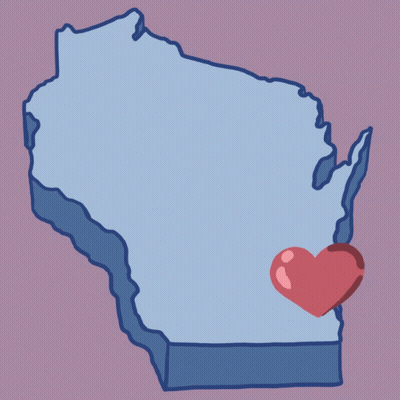 3D Map Of Wisconsin With Red Heart GIF