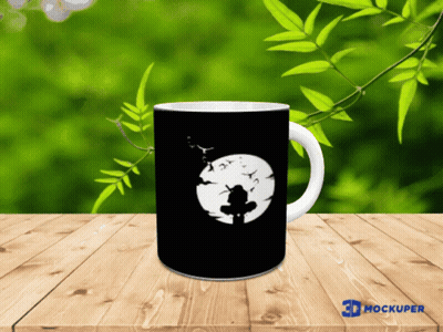 3D Mockup Mug On Wood Table GIF