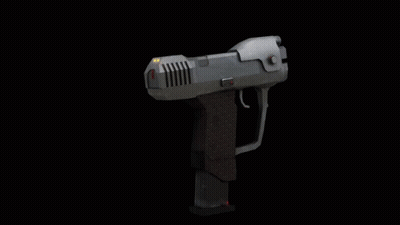 3D Model Of A Gun On Black Background GIF