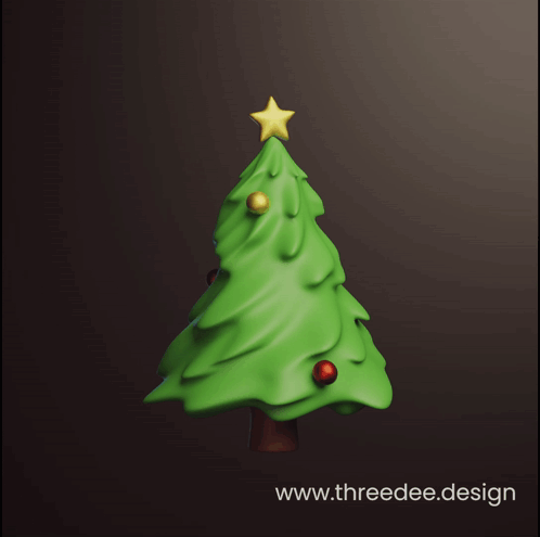 3D Model Of Christmas Tree With Threedee.design Below GIF