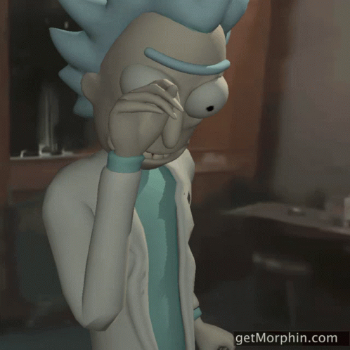 3D Model Of Rick From Rick And Morty Covering Face GIF
