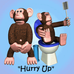 3D Monkeys In Bathroom Hurry Up GIF