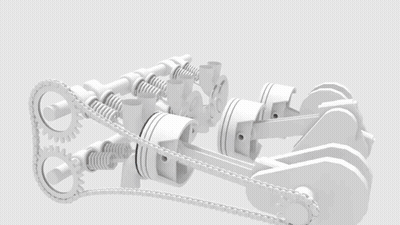 3D Motorcycle Engine With Gears And Chains GIF