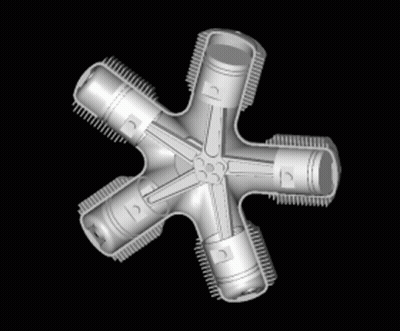 3D Motorcycle Engine With Pistons And Cylinders GIF