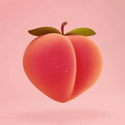 3D Peach With Green Leaf GIF