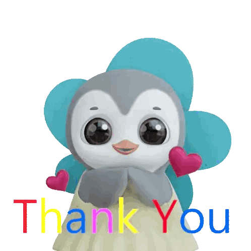 3D Penguin With Hearts Thank You Sticker