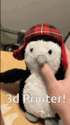 3D Printing Stuffed Penguin As 3D Printer GIF