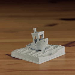 3D Printing White Boat In A Sea GIF