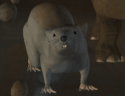 3D Rat Looking At Something In Dirt GIF