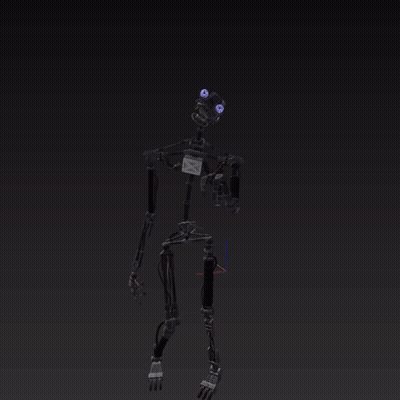 3D Robot With Purple Eyes In Dark GIF