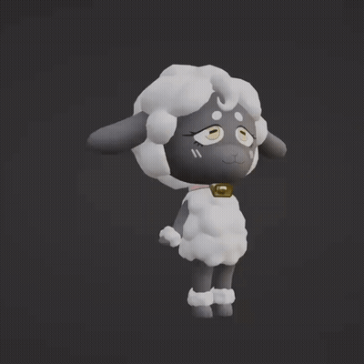3D Sheep Wearing Collar With Letter G GIF
