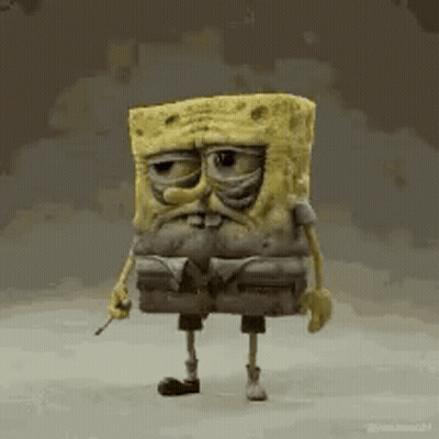 3D SpongeBob SquarePants With Beard Holding Sword GIF