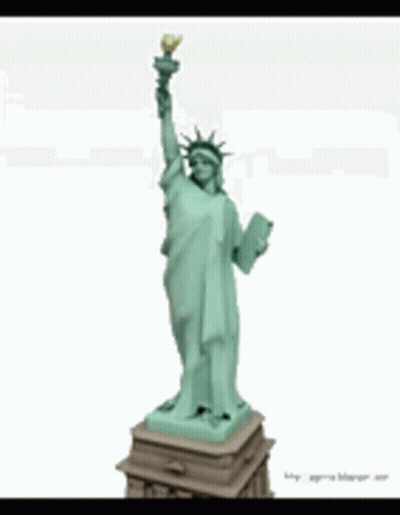 3D Statue Of Liberty Holding Book And Torch GIF