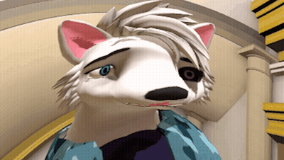 3D Wolf With Pink Ear GIF