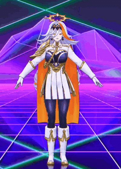 3D Woman In White And Orange Dress GIF