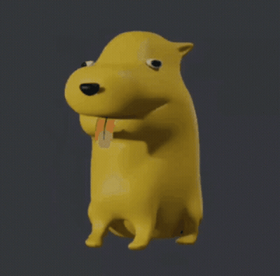 3D Yellow Dog With Tongue Out GIF