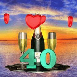 40Th Birthday Champagne And Hearts GIF