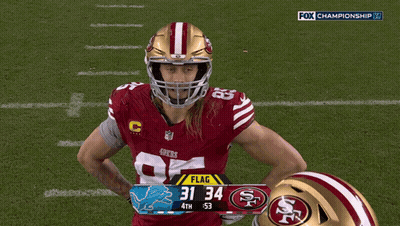 49Ers Players On Field With Scoreboard Flag 31 34 4Th 53 GIF