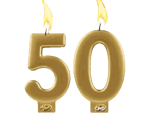50 Number Gold Candles Lit Sticker