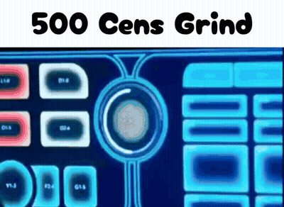 500 Cents Grind Is Written Above A Blue And White Graphic GIF