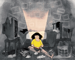 6 To Midnight Girl Reading In Dark Room GIF