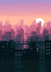 8-bit Aesthetic City Sunset