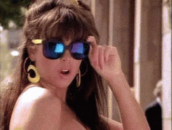 80S Excited Girl Looking With Sunglasses GIF