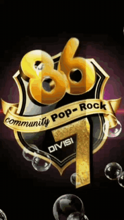 86 Community Pop-Rock Logo Surrounded By Bubbles GIF