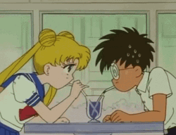 90S Anime Panic Sailor Moon Drinking GIF