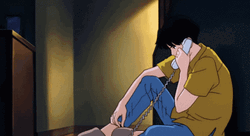 90S Anime Sad Telephone Call GIF
