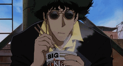 90S Anime Spike Spiegel Eating Noodles GIF
