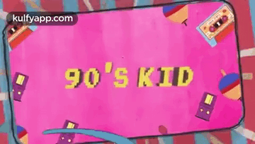 90S Kid In Yellow Letters On Pink Background GIF