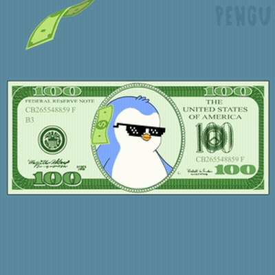 A 100 Dollar Bill From The United States Of America With A Penguin On It GIF