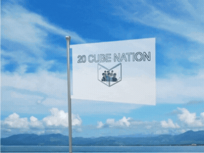 A 20 Cube Nation Flag Is Flying In The Wind GIF