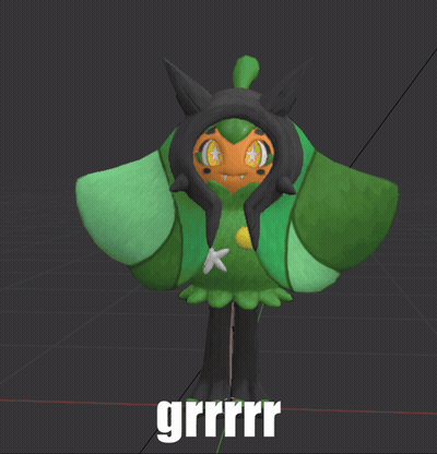 A 3D Model Of A Cartoon Character With The Words Grrr On The Bottom Right GIF