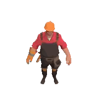 A 3D Model Of A Construction Worker Wearing A Hard Hat And Overalls Sticker