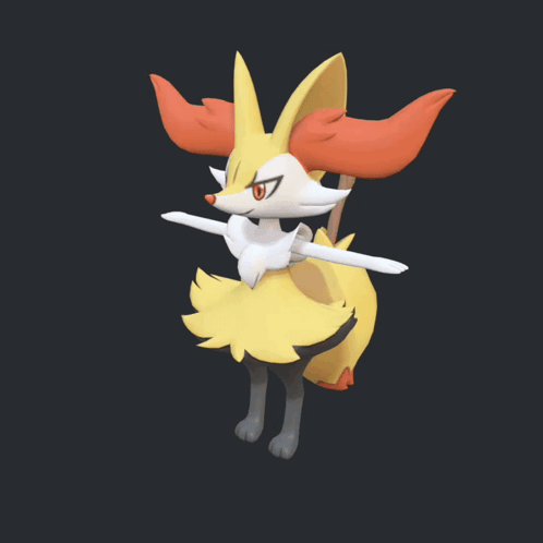 3D Model Of Fox With Yellow Tail GIF
