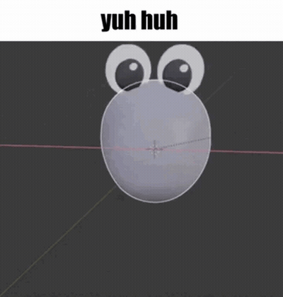 A 3D Model Of A Frog With Googly Eyes And The Words Yuh Huh . GIF