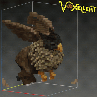 A 3D Model Of A Griffin Is Displayed In A Box With Voxelent Written On It GIF