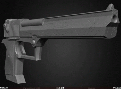 A 3D Model Of A Gun With A Scope And The Letters Gacf On The Bottom Right GIF