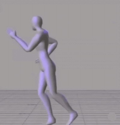 A 3D Model Of A Man Is Dancing In A Purple Suit GIF
