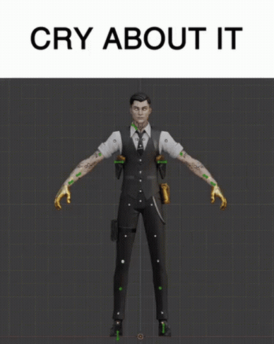 A 3D Model Of A Man With The Words Cry About It On The Bottom GIF