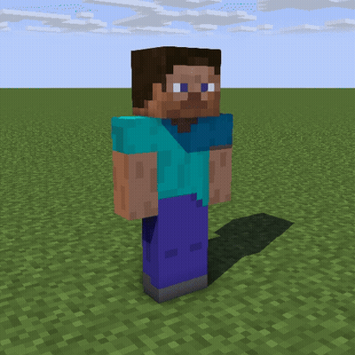 A 3D Model Of A Minecraft Character Standing In A Field GIF